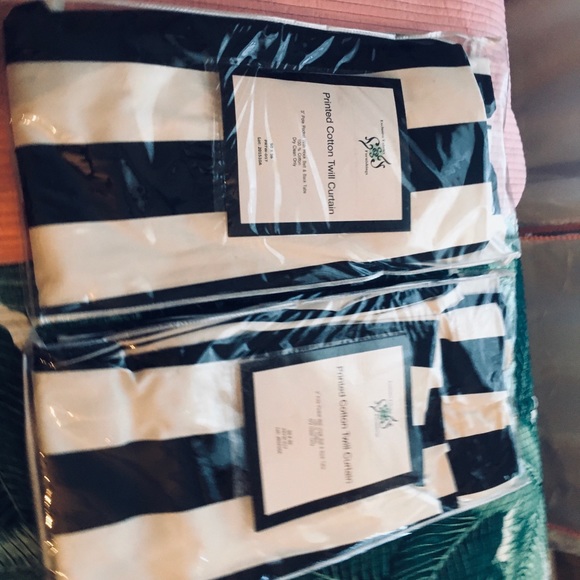 NW BLACK & WHITE STRIPE COTTON TWILL CURTAIN 96” - Picture 2 of 6